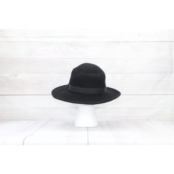 Vintage Leisure Black Felt 100% Wool Fedora Hat Made in USA Size Medium - Picture 7 of 8